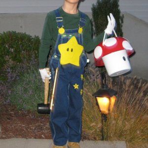 Mario Brothers Super Mario Denim Overalls Halloween Costume Size 7